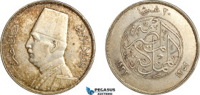 Egypt, Fuad, 20 Piastres AH1352//1933, London Mint, Silver, KM# 352, Dark toning! VF-EF