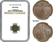 Finland, Alexander II. of Russia, 1 Penni 1867, Helsinki Mint, Holmasto 4.2, NGC MS64BN