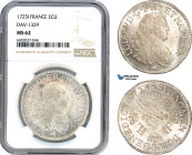 France, Louis XV, Ecu 1725 I, Limoges Mint, Silver, Gad. 320, Blast white, NGC MS62, Top Pop! Single finest graded!