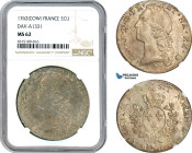 France, Louis XV, Ecu 1762 COW, Pau Mint, Silver, Gad. 322a, Dav-A1331, Minor adjustments, fine old toning with great eye apeal! NGC MS62, Top Pop! Si...