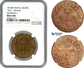France, First Republic, Decime 1855 BB, Strasbourg Mint, F.132A/3 (1815.) Very lustrous! NGC MS63BN, Pop 1/1, Only 1 graded higher!