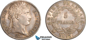 France, Napoleon, 5 Francs 1813 A, Paris Mint, Silver, F.307/58, Light grey toning, EF+