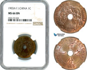 French Indo-China, 1 Centime 1903 A, Paris Mint, KM# 8, Brilliant Mint luster, NGC MS66BN, Top Pop!