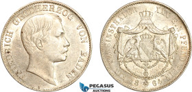 Germany, Baden-Durlach, Friedrich I, Taler 1864, Karlsruhe Mint, Silver, Dav-530, Light cleaning, EF-UNC