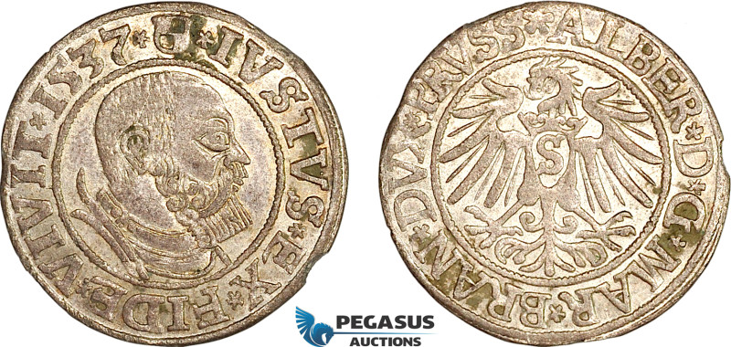 Germany, Pomerania-Prussia, Albert I, 1 Groschen 1537, Königsberg Mint, Silver (...