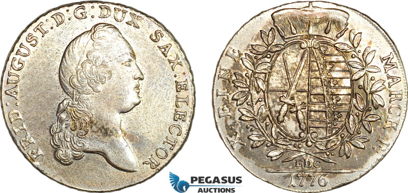 Germany, Saxony, Friedrich August III, Taler 1776 EDC, Dresden Mint, Silver (28....