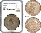 Germany, Saxony, Friedrich August III, Taler 1808 SGH, Dresden Mint, Silver, Dav-854, Dark cabinet toning! NGC MS62