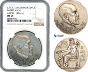 Germany, Medal, Robert Koch, Undated (1910) by A. Holl (Ø40mm) Aesculapius sits left with snake and staff, around PER / ORBEM / ET / SÆ / CU / LA, Mat...