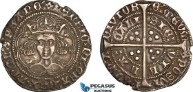 England, Henry VI, Groat ND (1422-1461) Calais Mint, Silver (4.16g) Spink 1836, Dark toning, edge lightly chipped, VF-EF