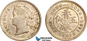 Hong Kong, Victoria, 5 Cents 1867, Hong Kong Mint, Silver, Prid. 114, Lightly cleaned and retoned, EF