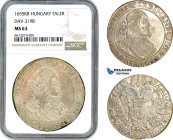 Hungary, Ferdinand III, Taler 1655 KB, Kremnitz Mint, Silver, Dav-3198, Fully lustrous example! NGC MS63, Top Pop!