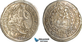 Hungary, Leopold I, 3 Kreuzer 1696 NB, Nagybanya Mint, Silver, H. 353, Much remaining lustre, EF
