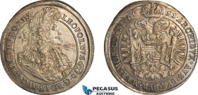 Hungary, Leopold I, Taler 1691 KB, Kremnitz Mint, Silver (28.93 g) Dav-3261, Old cabinet toning! Very lustrous! EF-UNC