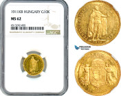Hungary, Franz Joseph, 10 Korona 1911 KB, Kremnitz Mint, Gold, Frühwald 2101, Flashy, NGC MS62