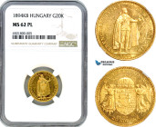 Hungary, Franz Joseph, 20 Korona 1894 KB, Kremnitz Mint, Gold, Frühwald 2084, Mirror surfaces, NGC MS62PL