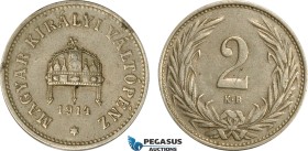 Hungary, Franz Joseph, Pattern 2 Filler 1914 KB, Kremnitz Mint, Copper-Nickel (3.03g) H. - (Similar to Frühwald Auction 156, Lot 869) Minor test mark ...