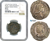 Italy, Milan, Gian Galeazzo & Lodovico Maria Sforza, Testone ND (1476-94) Milan Mint, Silver, MIR 221, Fantastic old cabinet toning! NGC AU55, Rare!