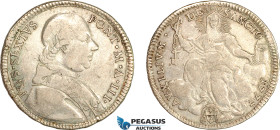 Italy, Papal, Pius VI, 1/2 Scudo 1777 (III) Silver (13.07 g) CNI 28, Lightly cleaned! aVF