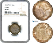 Italy, Parma, Maria Luigia, 1 Lira 1815, Milan Mint, Silver, KM# 28, Beautiful multicolour toning! NGC MS63