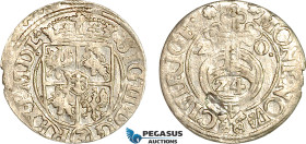 Latvia, Riga City, Sigismund III. of Poland, 3 Pölker (1/24 Taler) 1620, Riga Mint, Silver (1.09g) Kop. 8174 (R3) Die flaw, otherwise EF-UNC, Rare!