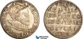 Latvia, Riga City, Sigismund III. of Poland, Trojak (3 Groschen) 1588, Riga Mint, Silver (2.38 g) Iger. R.88.1, R1, Grey toning with much remaining lu...