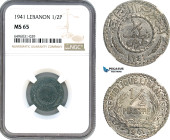 Lebanon, 1/2 Piastre 1941, Paris Mint, KM# 9a, Fully lustrous! NGC MS65