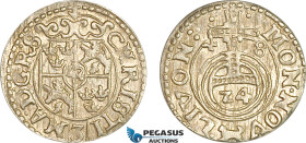 Livonia, Kristina of Sweden, 3 Pölker (1/24 Taler) 1648, Riga Mint, Silver (0.95g) KM# 3, Light toning! UNC