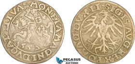 Lithuania, Sigismund II. August of Poland, 1/2 Groschen 1557, Vilnius Mint, Silver, Kop. 3250 (R3), VF