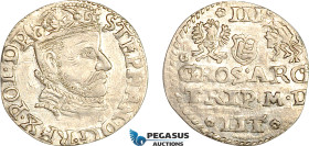 Lithuania, Stefan Bathory of Poland, Trojak (3 Groschen) ND, Probably a Transylvanian contemporary forgery, Silver (1.85g) Cleaned EF-UNC