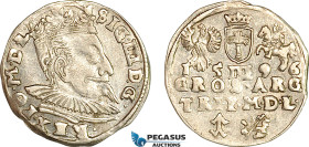 Lithuania, Sigismund III. of Poland, Trojak (3 Groschen) 1596, Vilnius Mint, Silver (2.28 g) Iger V.96.1 var. (R1), Very lustrous, EF-UNC