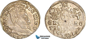 Lithuania, Sigismund III. of Poland, Trojak (3 Groschen) 1598, Vilnius Mint, Silver (2.27 g) Iger V.98.2 var. (R4), Very lustrous, EF, Rare!