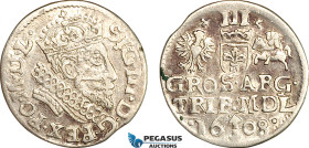 Lithuania, Sigismund III. of Poland, Trojak (3 Groschen) 1608, Vilnius Mint, Silver (2.14 g) Iger V.08.1b. (R4), Light toning! VF-EF, Rare!