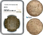 Mexico, Charles III. of Spain, 8 Reales 1765 Mo MF, Mexico City Mint, Silver, KM# 105, Old cabinet toning with much Mint lustre! NGC AU55