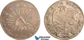 Mexico, 4 Reales 1857 Pi MC, San Louis Potosi Mint, Silver, KM# 374.11, Dark grey toning! VF, Rare!