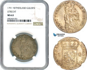Netherlands, Utrecht, 1 Gulden 1791, Utrecht Mint, Silver, KM# 63, Gun metal toning! NGC MS63