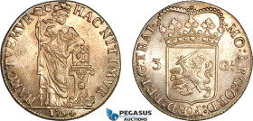 Netherlands, Utrecht, 3 Gulden 1794, Utrecht Mint, Silver, KM# 117, Gun metal toning, minimally cleaned, yet fully lustrous! UNC