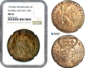 Netherlands, West Friesland, 3 Gulden 1793/85, Silver, Dav-1853, Violet/grey toning! NGC MS62, Top Pop! Single finest graded!