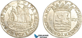 Netherlands, Zeeland, 6 Stuivers 1775, Silver, KM# 90.2, Lightly cleaned yet very lustrous, EF-UNC