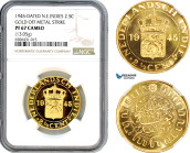 Netherlands East Indies, Pattern 2 1/2 Cents 1945, Utrecht Mint, Gold (13,05g) KM# Pn34, Serial number 27, NGC PF67 Cameo