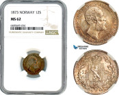 Norway, Oscar II, 12 Skilling 1873, Kongsberg Mint, Silver, KM# 339, NGC MS62