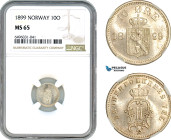 Norway, Oscar II, 10 Øre 1899, Kongsberg Mint, Silver, KM# 350, NGC MS65