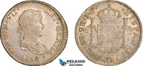 Peru, Ferdinand VII. of Spain, 2 Reales 1818 LIMA JP, Lima Mint, Silver, KM# 115.1, Green/grey toning! EF