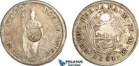 Philippines - Peru, Isabel II. of Spain, 8 Reales ND (ca. 1834-37) Manila Mint, Silver, countermark on a Peru 8 Reales 1831 LIMA MM, Type VI Counterma...