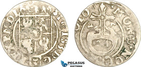 Poland, Sigismund III, Poltorak (1/24 Taler) 162(3), arabic or slanted 5!), Bydgoszcz (Bromberg) Mint, Silver (0.91 g) Kop. -- An interesting sifre va...
