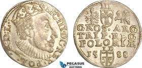 Poland, Sigismund III, Trojak (3 Groschen) 1588 ID, Olkusz Mint, Silver (2.30 g) Iger O.88.6d (R3) Light cleaning, EF-UNC