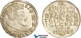Poland, Sigismund III, Trojak (3 Groschen) 1589 ID, Olkusz Mint, Silver (2.24 g) Iger O.89.1c (R1) Light cleaning, EF-UNC