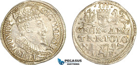 Poland, Sigismund III, Trojak (3 Groschen) 1596 IF, Olkusz Mint, Silver (2.30g) Iger O.96.1k, Light cleaning, UNC
