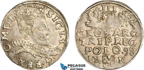 Poland, Sigismund III, Trojak (3 Groschen) 1598 HR K, Wschowska Mint, Silver (2.43 g) Iger W.98.2b (R2) Light toning! EF