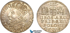 Poland, Sigismund III, Trojak (3 Groschen) 1601 K, Krakow Mint, Silver (2.26g) Iger K.01.1a, Lightly cleaned, EF