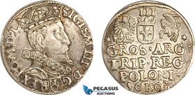 Poland, Sigismund III, Trojak (3 Groschen) 1605 K, Krakow Mint, Silver (2.10g) Iger K.05.1b, Lightly toning, VF-EF